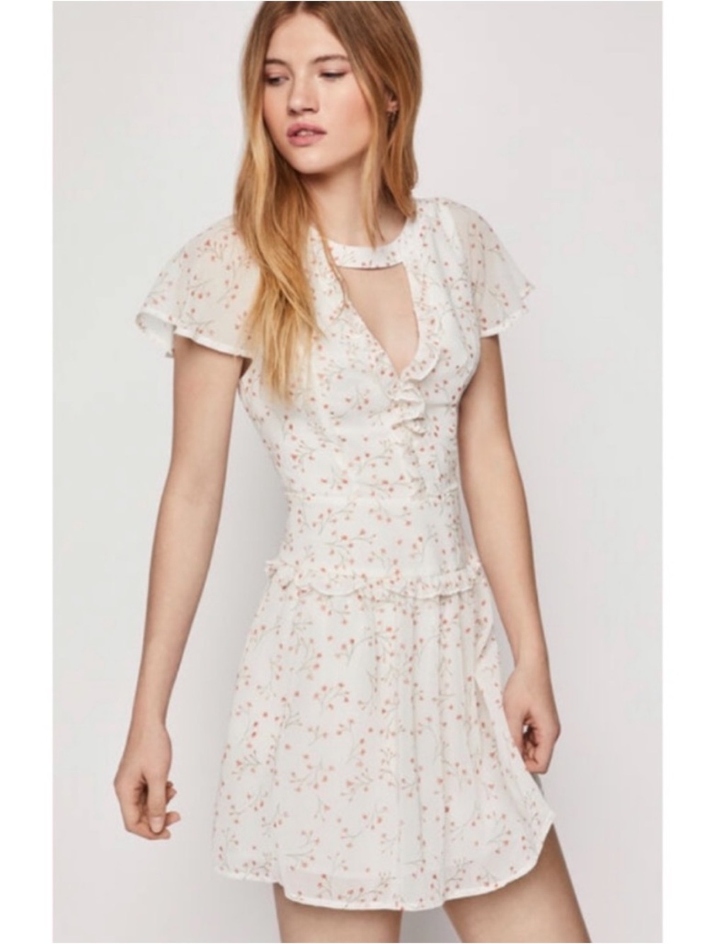 BCBG Floral Dancers Flutter Sleeve Mini